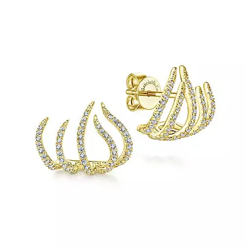 14K Yellow Gold Diamond Earrings - Phoenix Collection by Gabriel & Co.