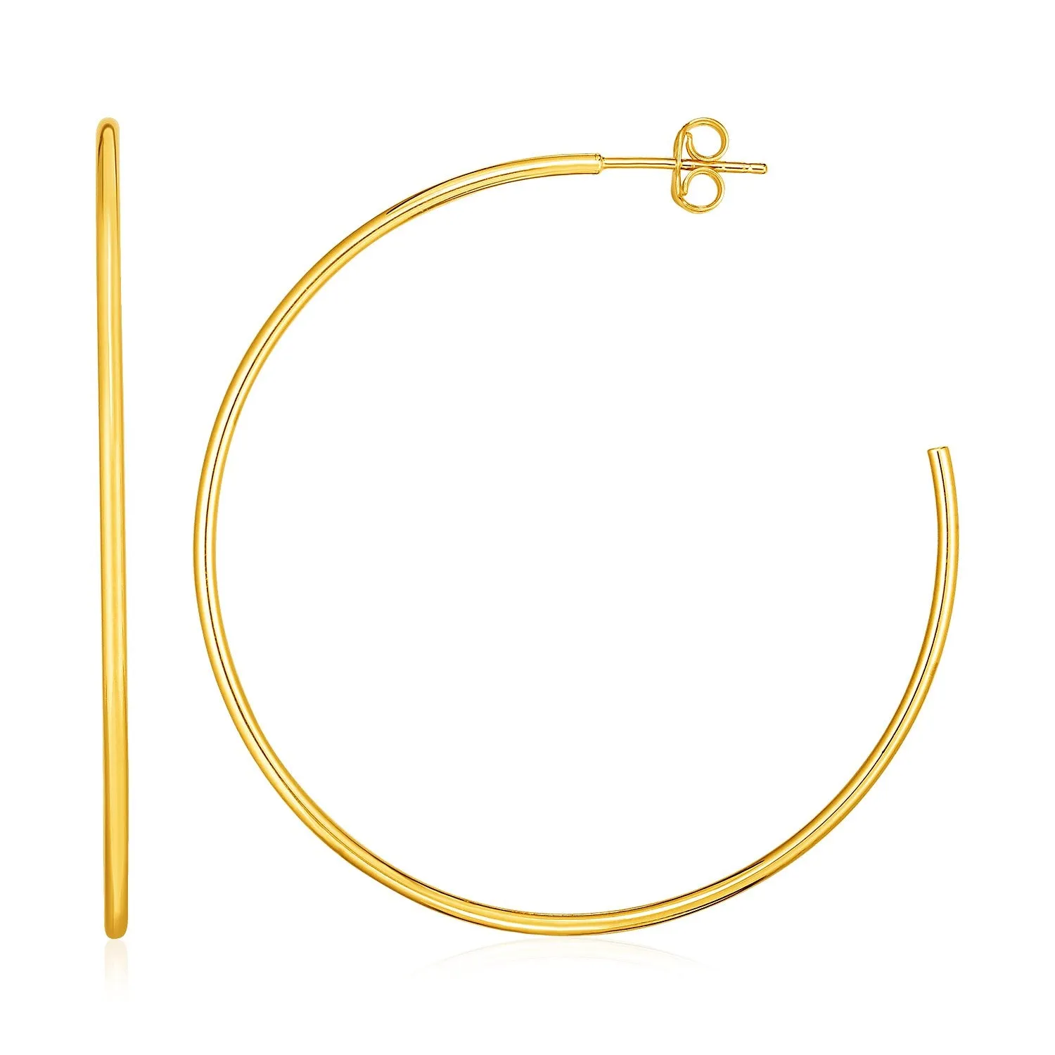 14k Yellow Gold Polished Hoop Earrings-rx24045