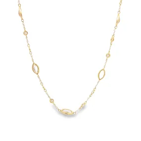 1kt gold white topaz and diamond necklace - WD1253