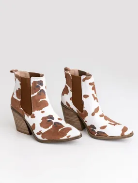 27 Dakota Cow Print Ankle Boot
