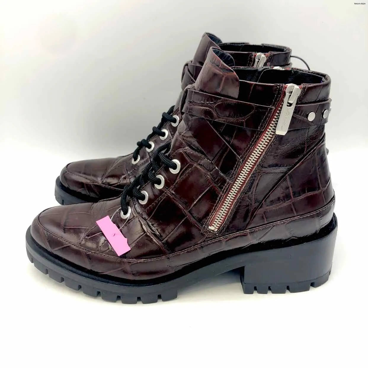 3.1 PHILLIP LIM Brown Black Leather Mock Croc Ankle Boot - Size 8