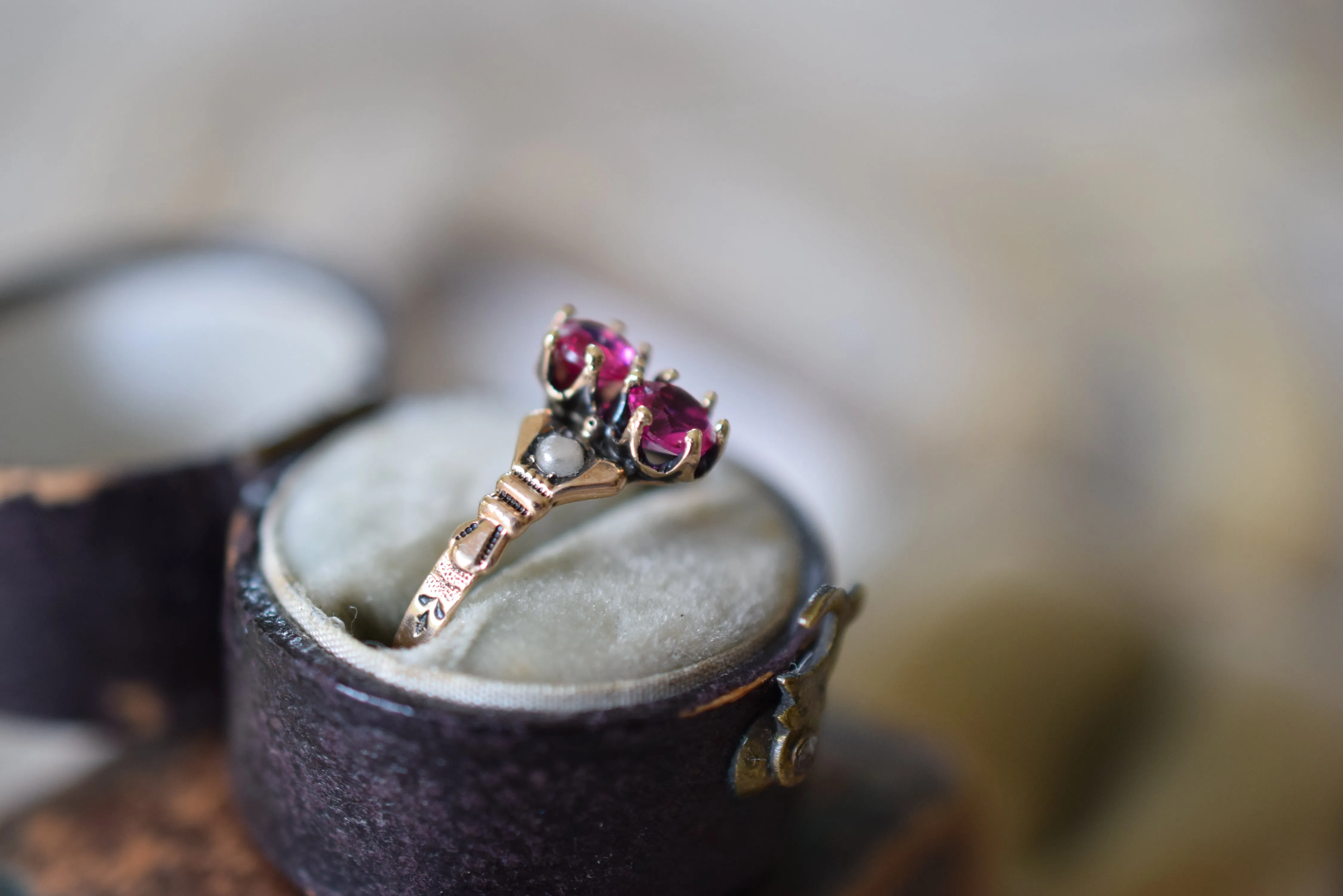 antique Victorian ruby ring 14K