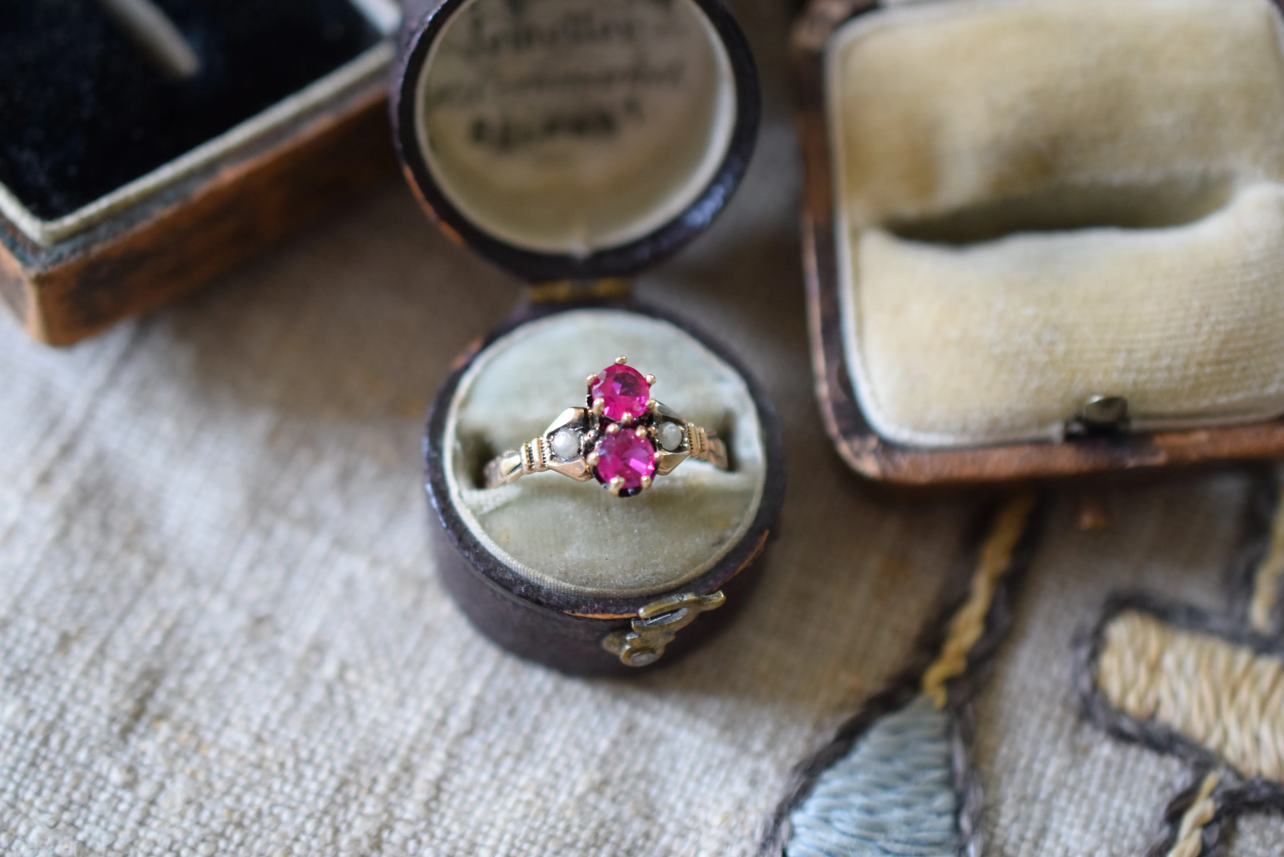 antique Victorian ruby ring 14K