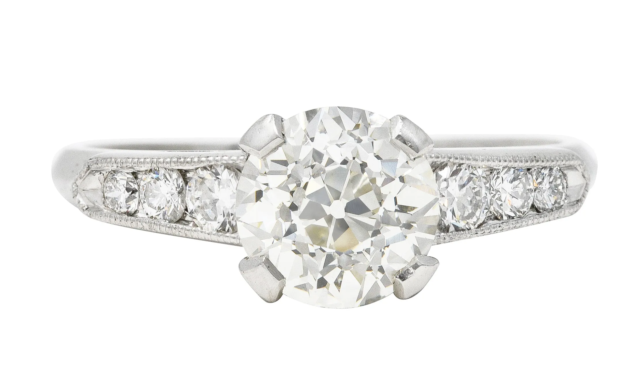 Art Deco 1.51 CTW Old European Cut Diamond Platinum Engagement Ring GIA