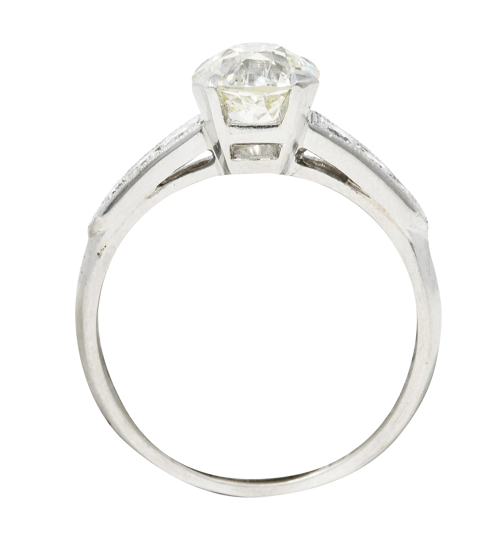 Art Deco 1.51 CTW Old European Cut Diamond Platinum Engagement Ring GIA