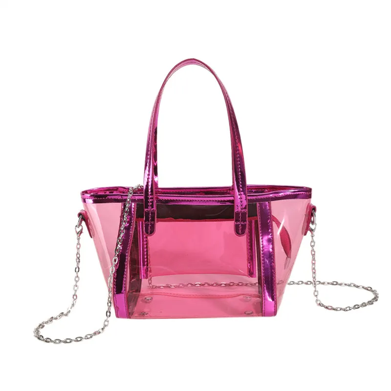Aya Pink Clear Handbag