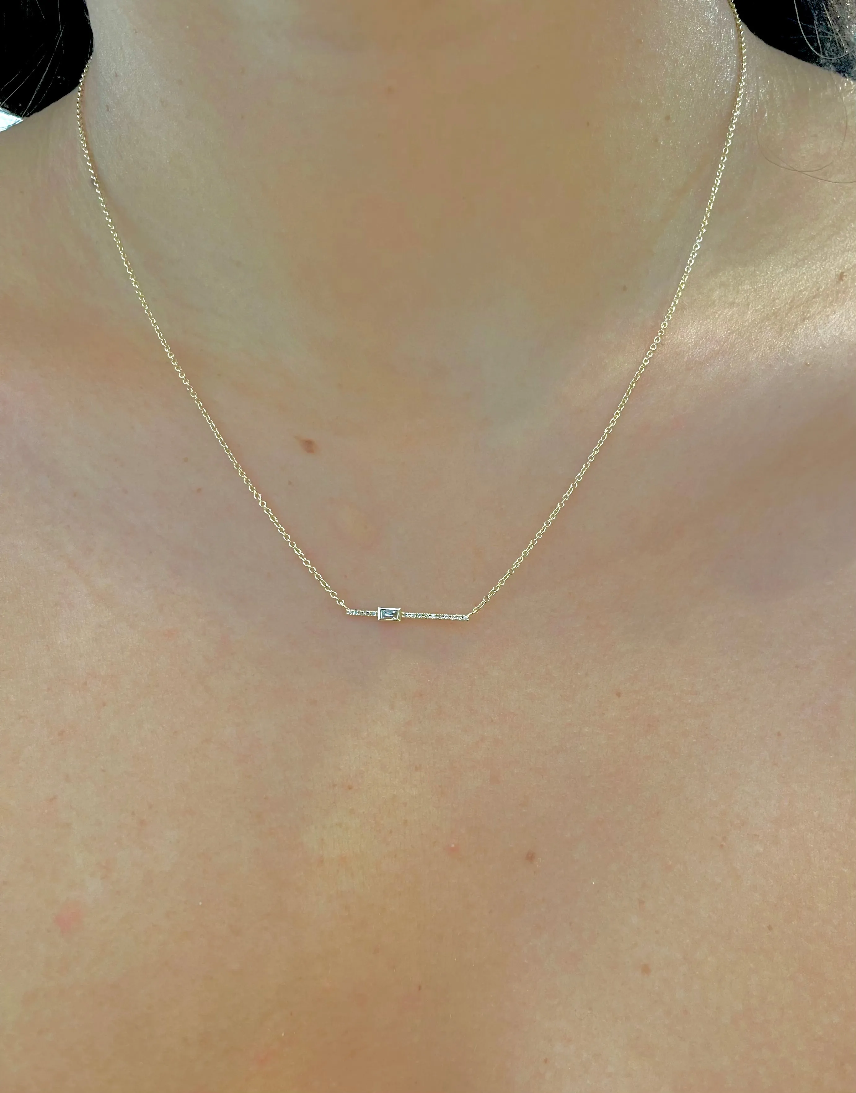 Bar Necklace in 14kt Gold with Diamond - WD364