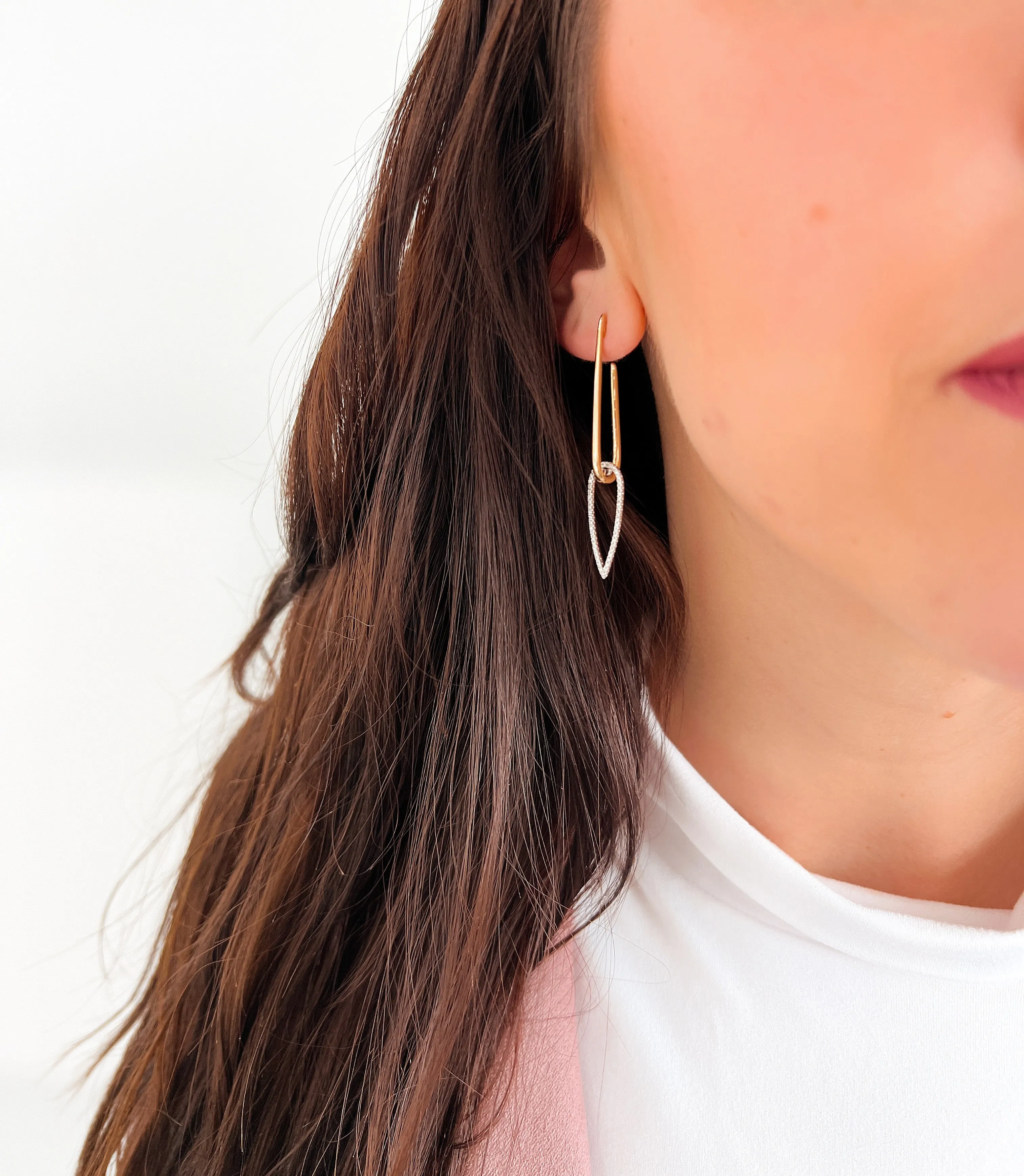 Bassali - Diamond Drop Earrings in 14K Two-Tone