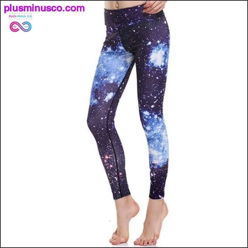 Blue Green Weed Leaf Print Elastic Slim Fitness Workout