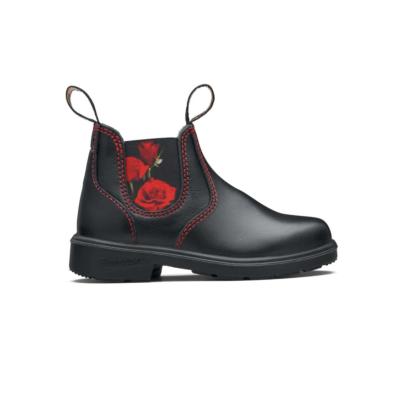 Blundstone Black Red Rose Elastic Children's Boot