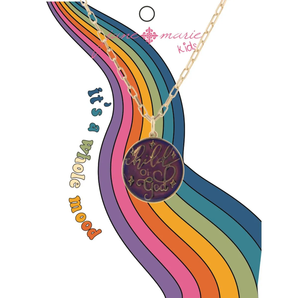 Children's 14 Mood Changing Circle Necklace with Child of God Pendant