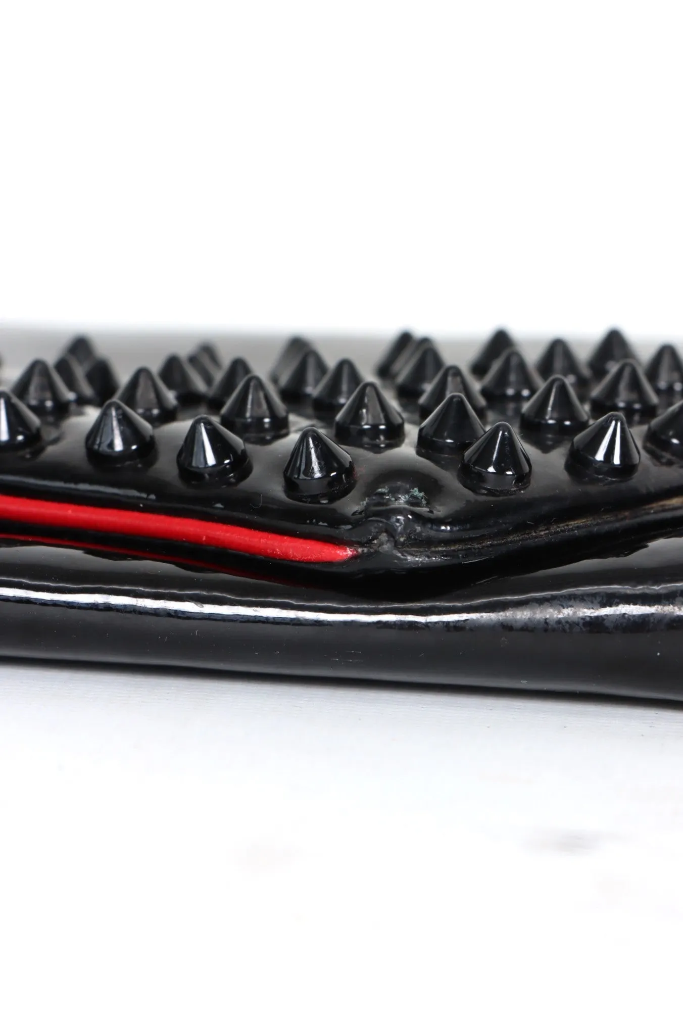 Christian Louboutin Black Patent Leather Pigalle Spike Clutch Made in France