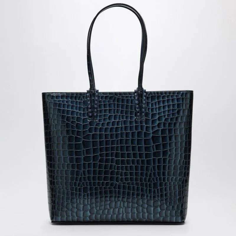 CHRISTIAN LOUBOUTIN Cabata Blue Leather Tote Handbag