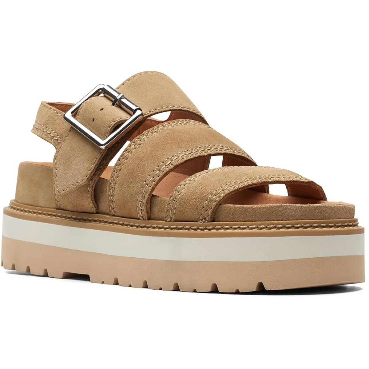 Clarks Orianna Over Suede Ankle Strap Platform Sandals