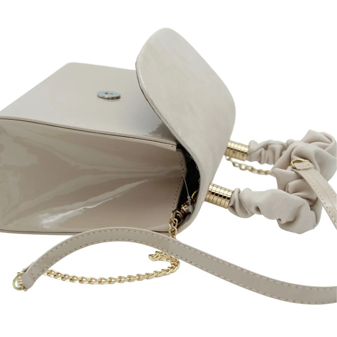 Cream Gold Shimmer Handbag by FABUCCI