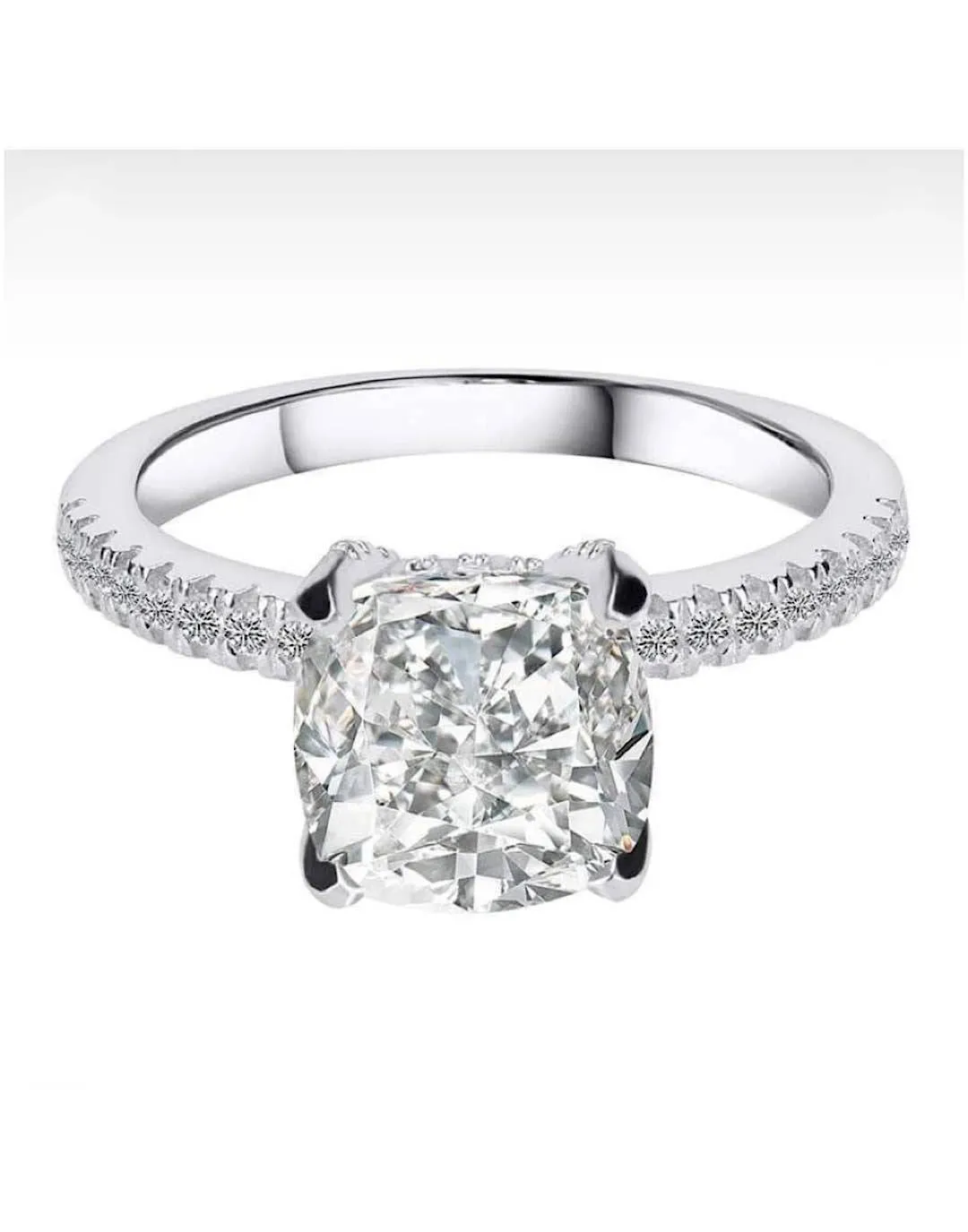 Cushion Cut Diamond Ring with Four Claws