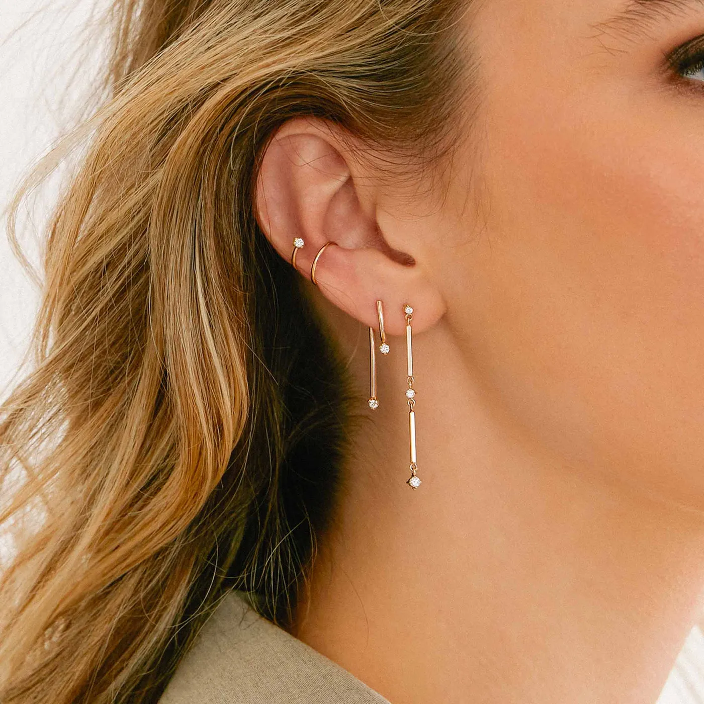 Diamond Bar Earrings
