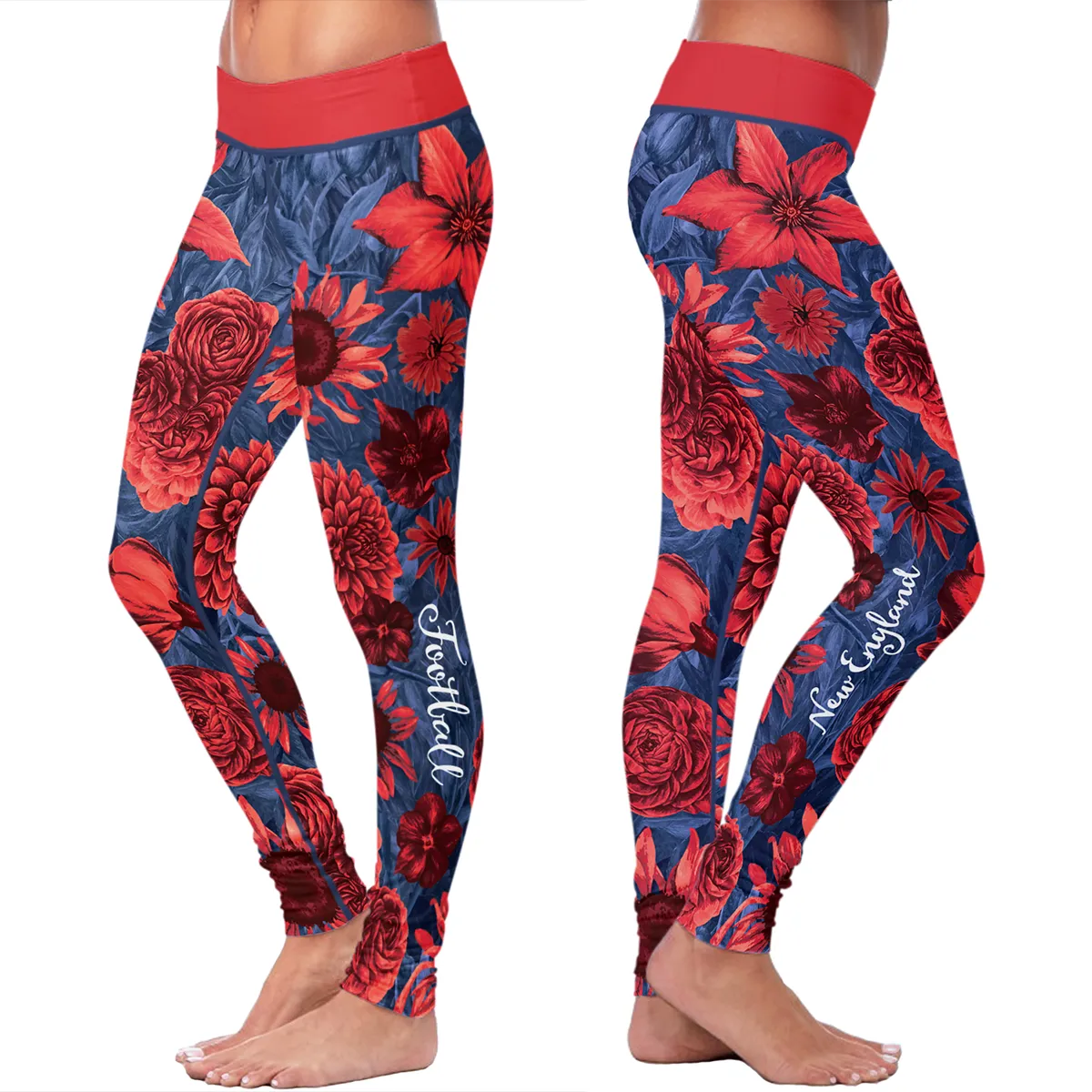 Floral Leggings for New England Football Enthusiasts