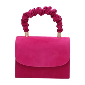 Fuchsia Pink Suede Handbag - FABUCCI