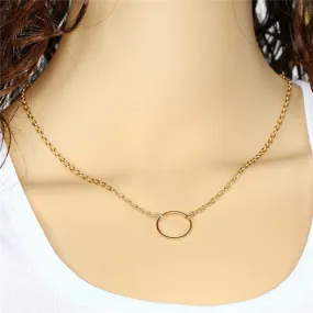 Gold chain necklace with layered wire beads and feather accent