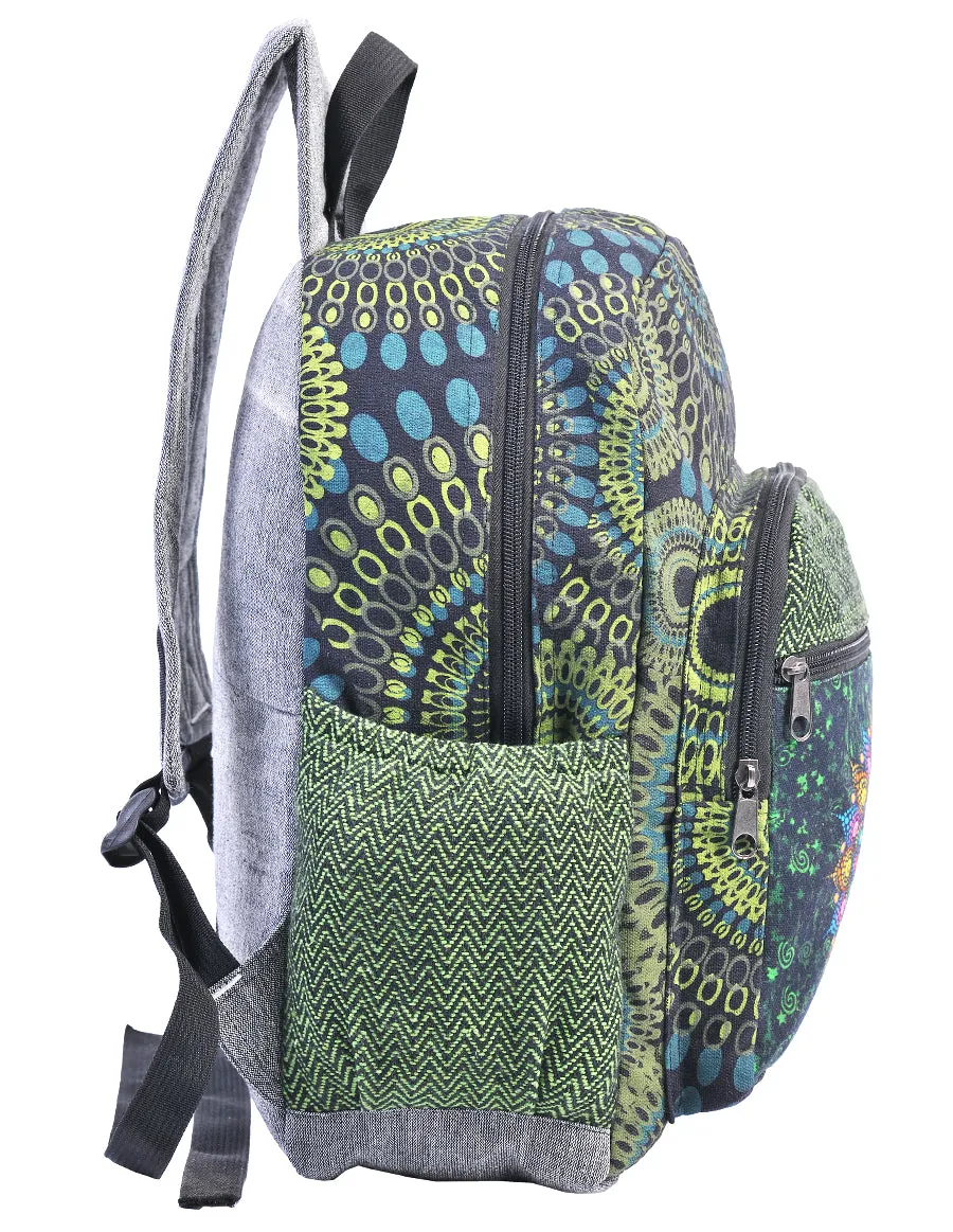 Graphic Mandala Print Cotton Backpack Bag for Sale