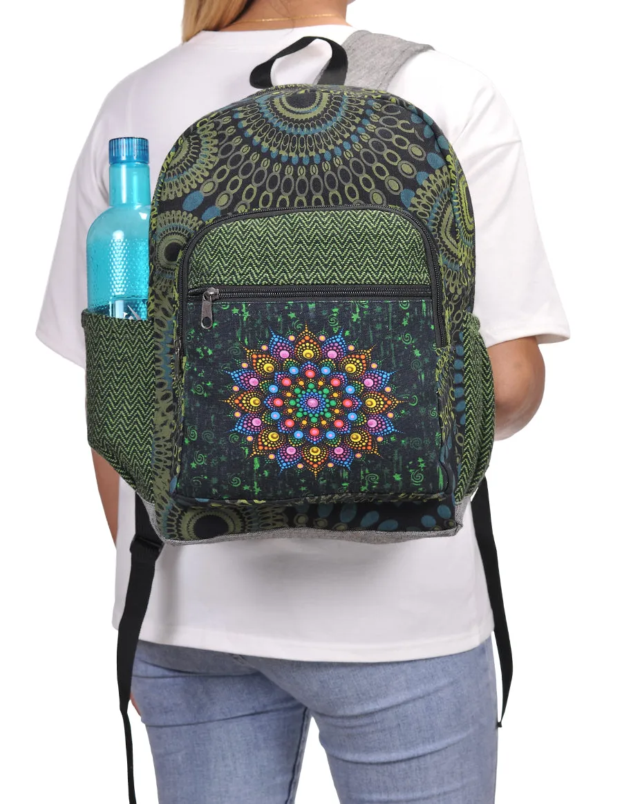 Graphic Mandala Print Cotton Backpack Bag for Sale
