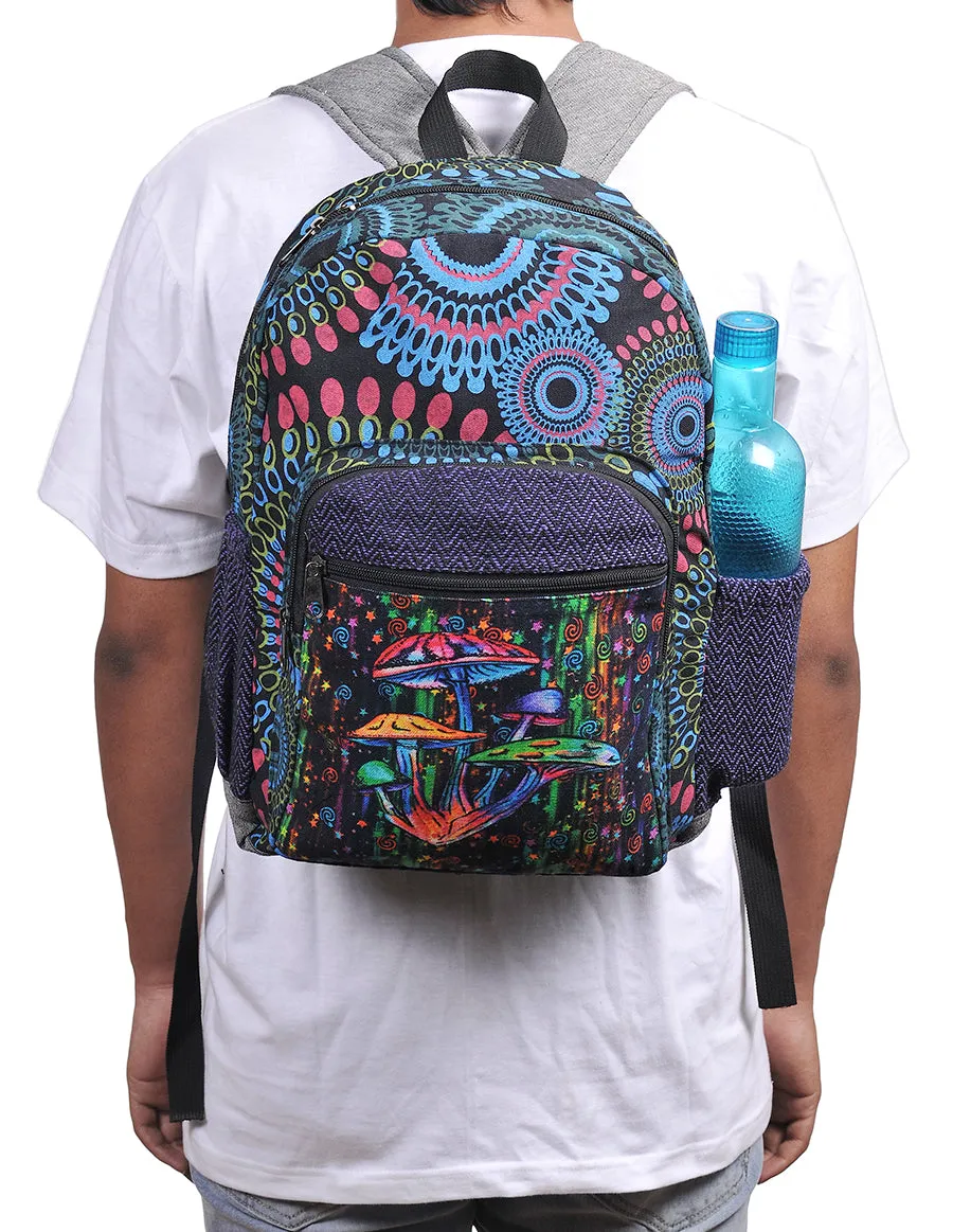 Graphic Mushroom Print Backpack Bag