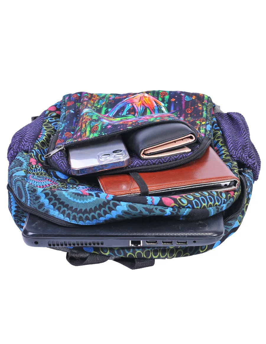 Graphic Mushroom Print Backpack Bag