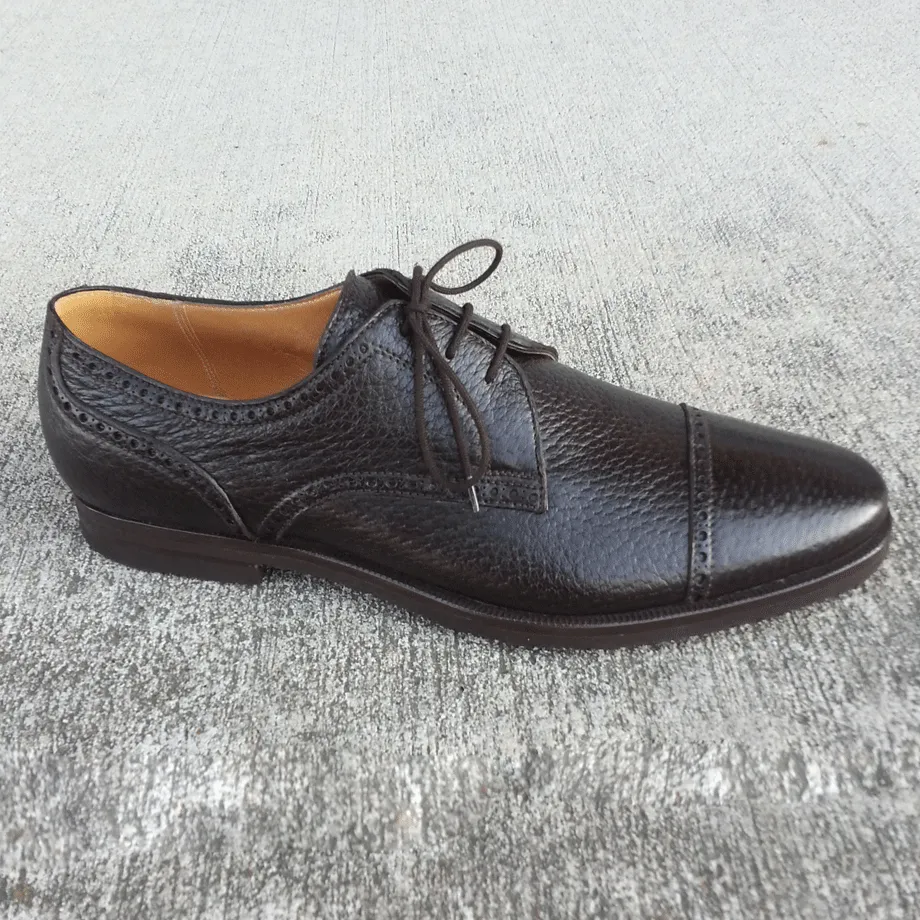 Gravati Classic Genuine Peccary Brown Cap Toe Lace Up Shoes.