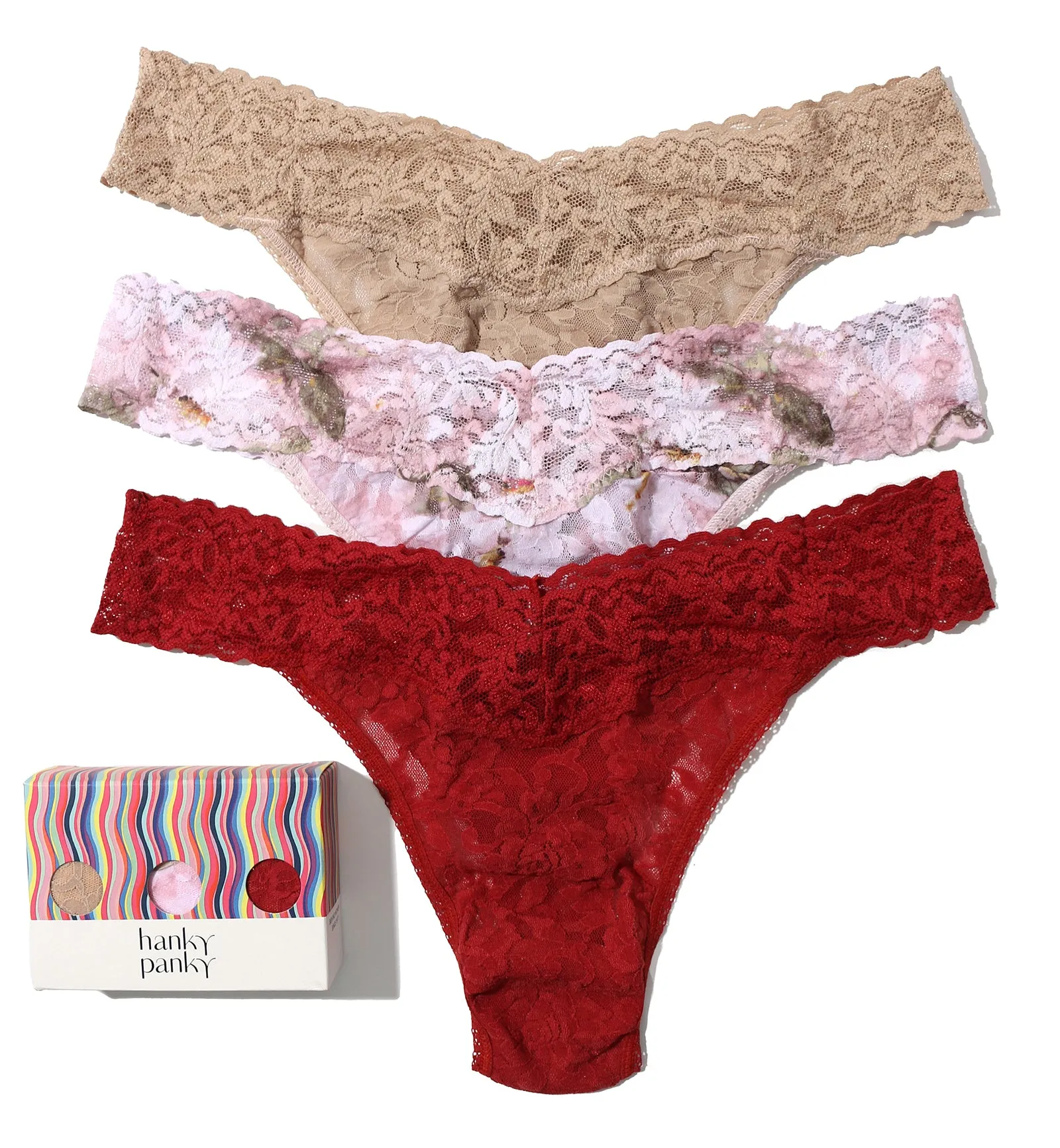 Hanky Panky 3-PACK Signature Lace Original Rise Thong (48113PK) - Antique Lily - buy online