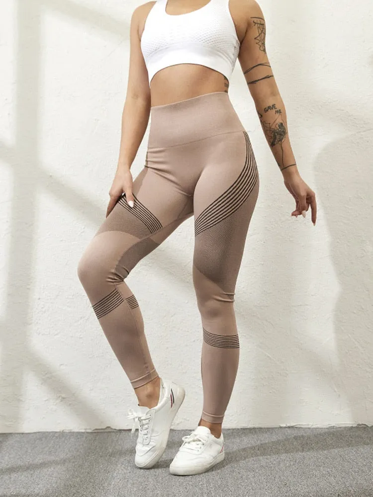 High Waist Peach Hips Leggings - Quick-drying Sports Stretch Fitness Pants for Women
