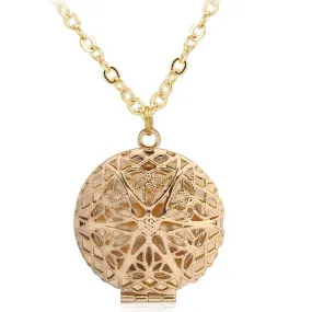Hollow Filigree Locket Necklace, Chain Pendant Jewelry
