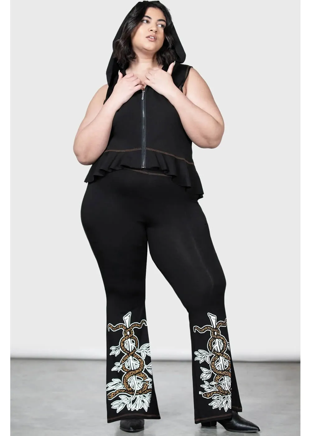 Killstar Serpent Trick Bootcut Trousers Black
