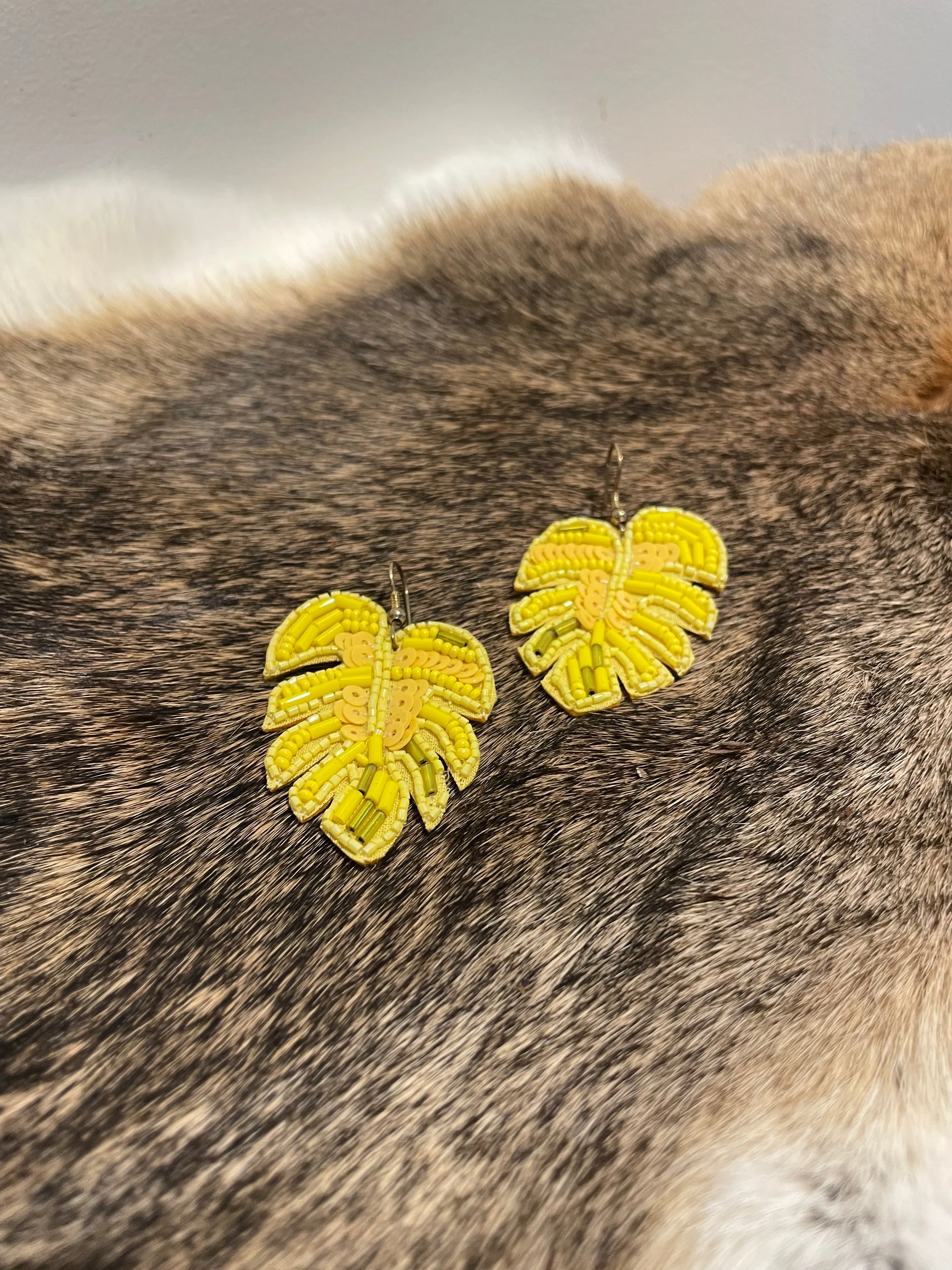 Leaf Earrings with Beads