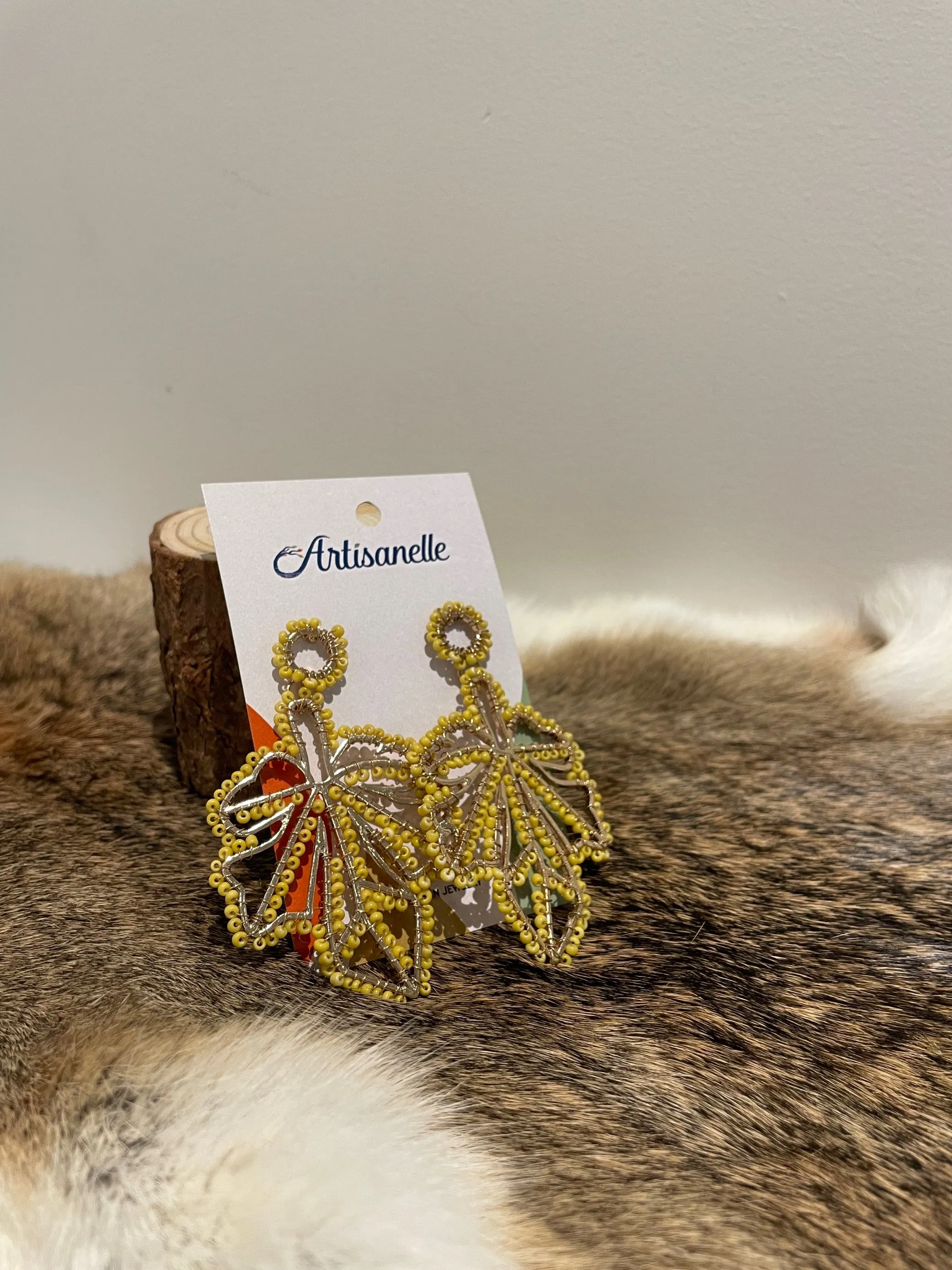 Leaf Earrings with Beads