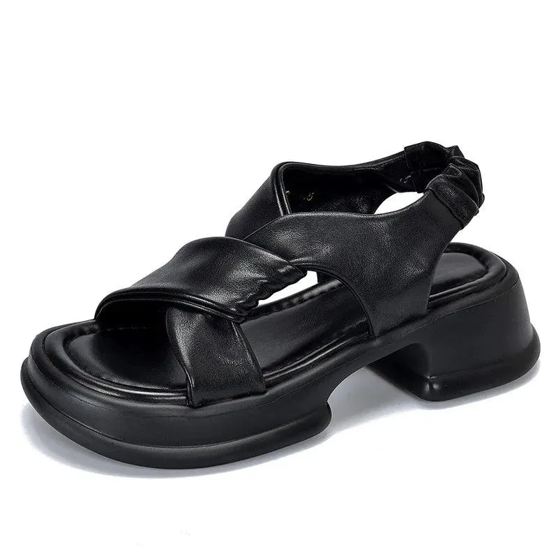 Leather Platform Sandal - Women's Casual Shoes WC224
