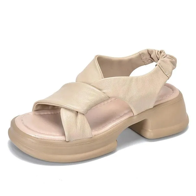 Leather Platform Sandal - Women's Casual Shoes WC224