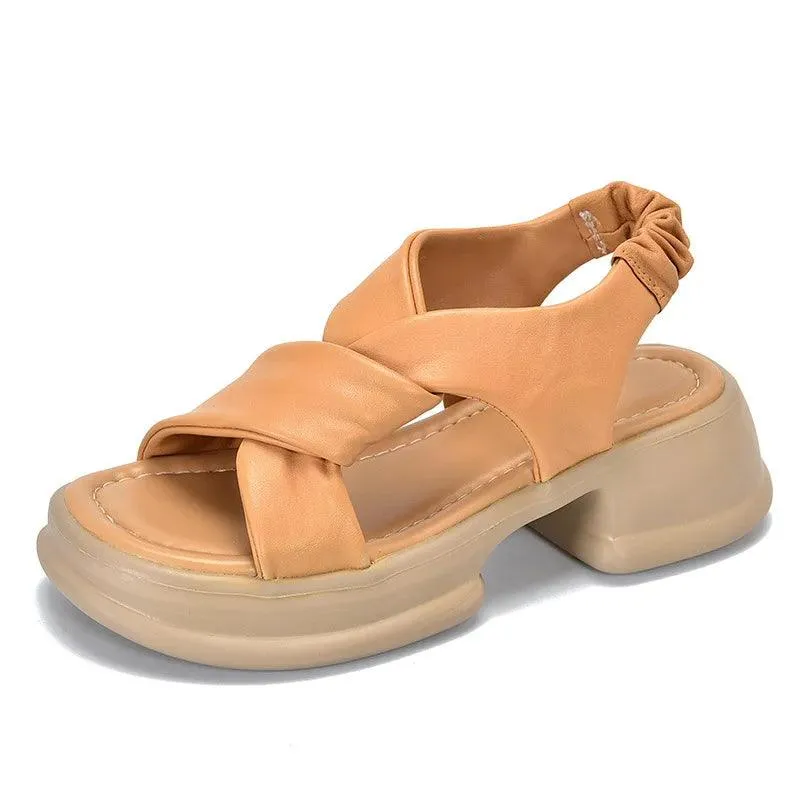 Leather Platform Sandal - Women's Casual Shoes WC224
