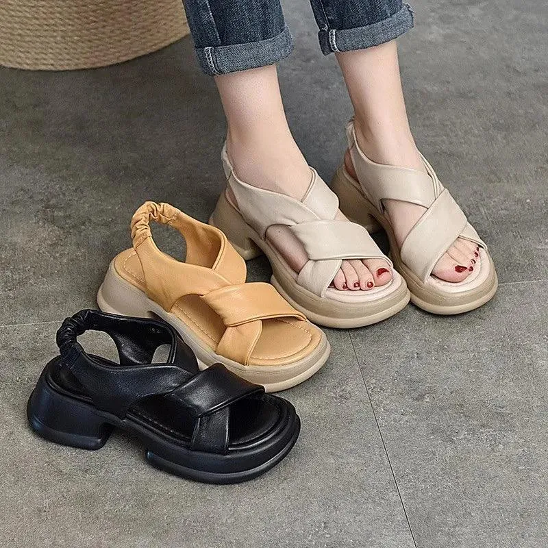 Leather Platform Sandal - Women's Casual Shoes WC224