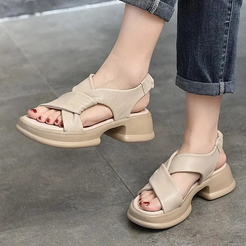 Leather Platform Sandal - Women's Casual Shoes WC224