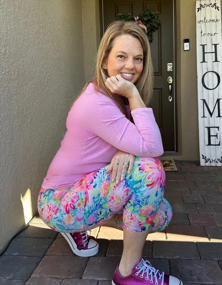 Lilly Spring Floral Leggings with Side Pocket