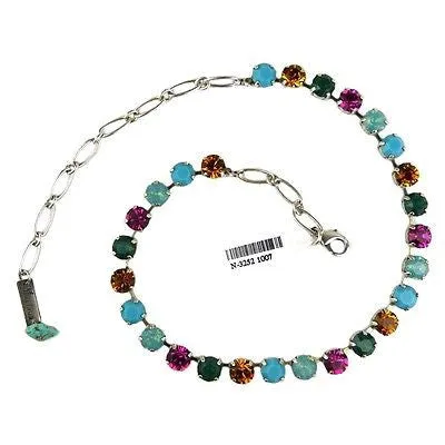 Mariana Swarovski Crystal Necklace in Turquoise, Zircon Topaz, and Fuschia