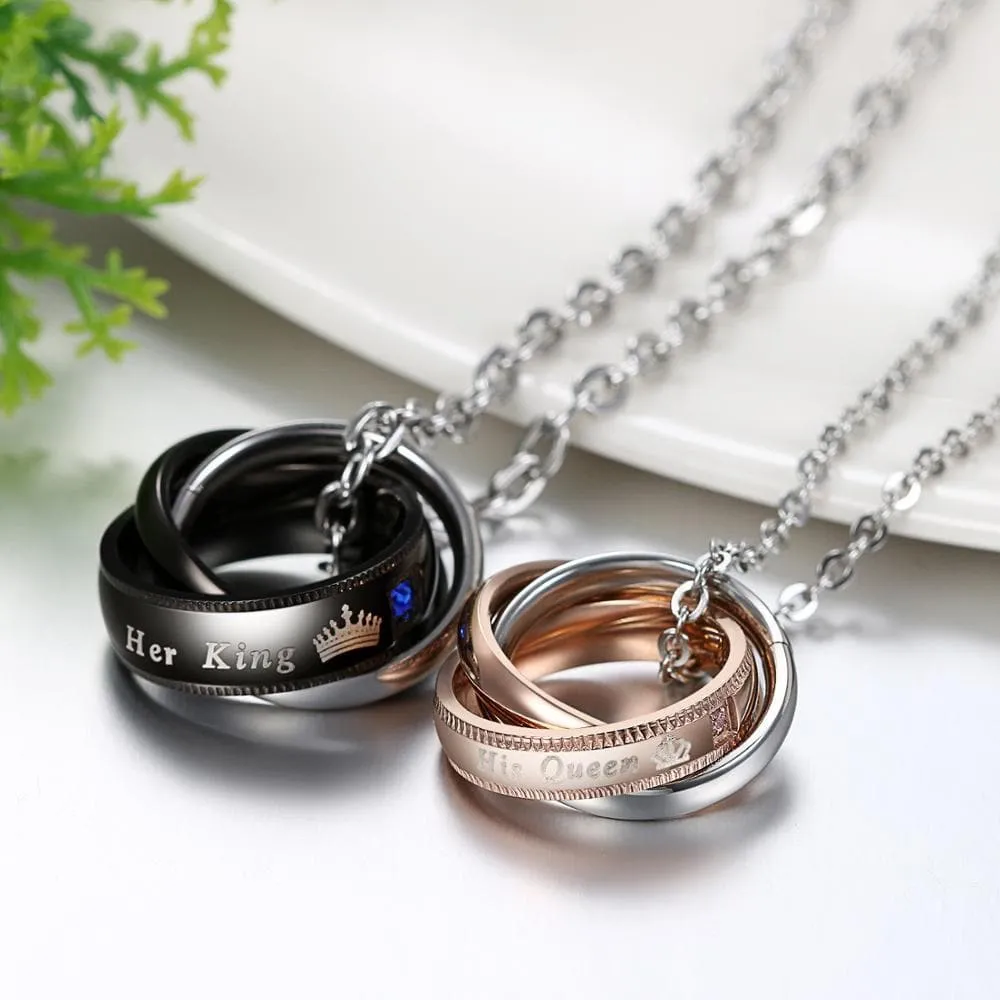 Matching Couples Necklaces with King and Queen Rings.