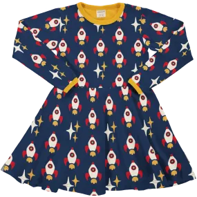 Maxomorra long sleeved circle dress - dream job rocket design.