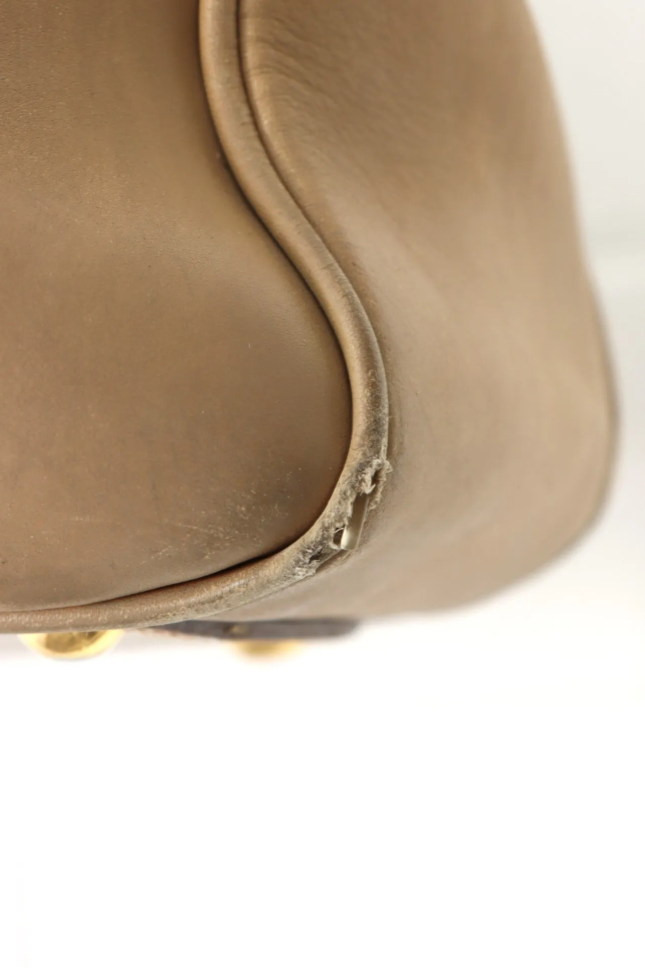 MIU MIU Camel Tan Leather Bowling Tote Bag
