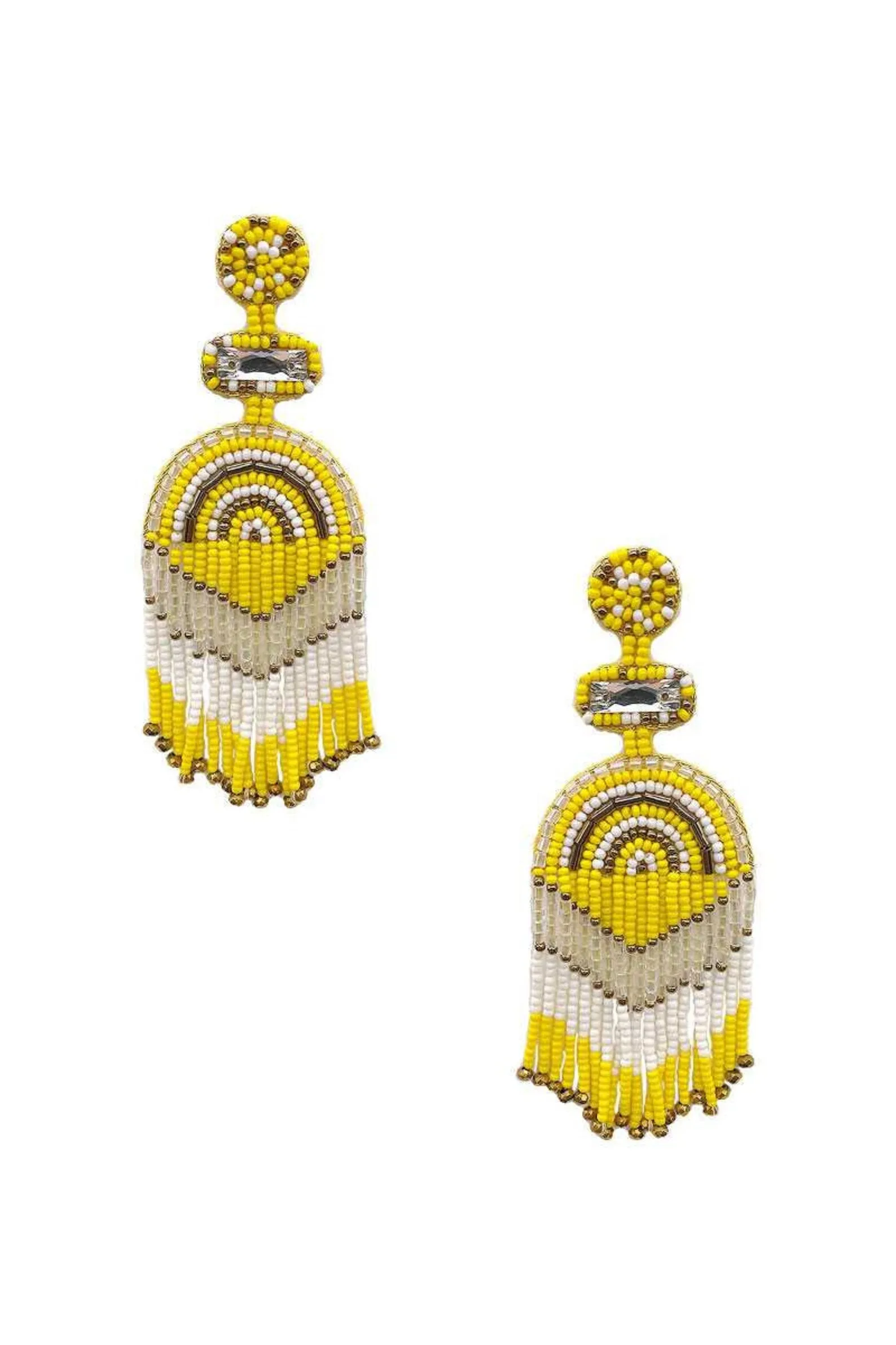 Multicolor Seed Bead Fringe Earrings