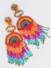 Multicolor Seed Bead Fringe Earrings