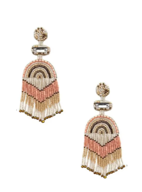 Multicolor Seed Bead Fringe Earrings