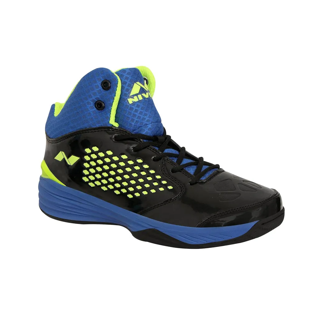Nivia Warrior 2017 Basketball Shoe, Black and P. Green