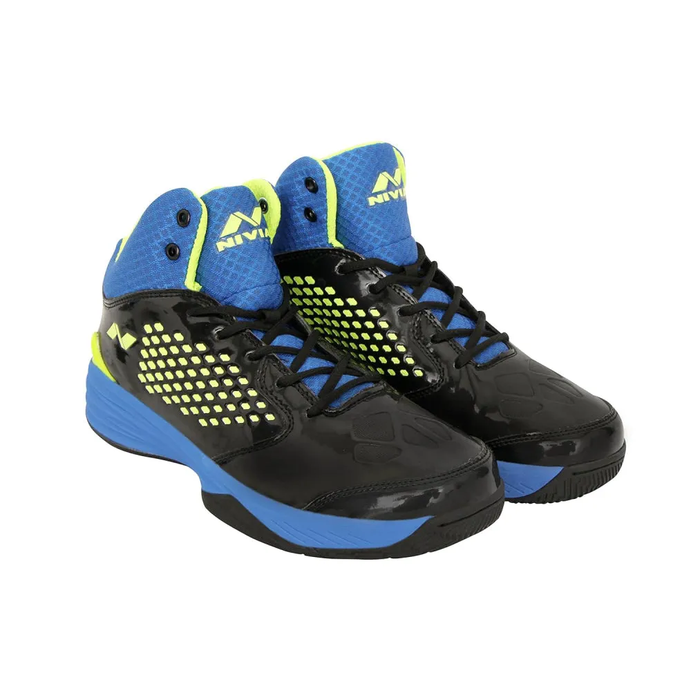 Nivia Warrior 2017 Basketball Shoe, Black and P. Green